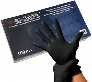 Перчатки неопудренные одноразовые, размер: M, нитрил, 100шт, цвет черный
